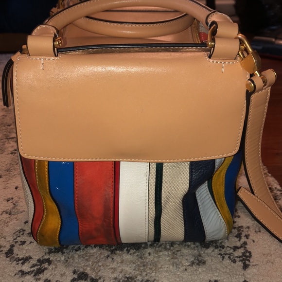 Tory Burch Half-Moon Balloon Stripe Satchel Bag - Picture 4 of 16